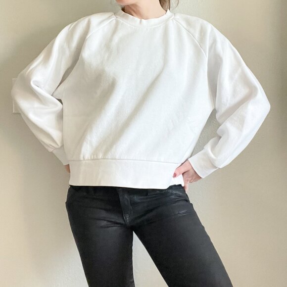 Zara White Cropped Minimalist Sweatshirt - Picture 1 of 8